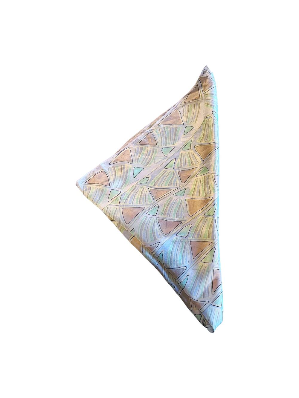 HONEY VINTAGE Silk Scarf Japan Square Chiffon Geometric Multicolor 30 in EUC
